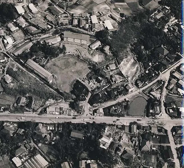 昭和37年 木造校舎の航空写真